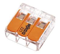 Wago 413 - Set di 20 terminali di collegamento a 3 conduttori con levetta di comando 0,2-4 m², design piccolo trasparente