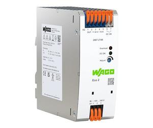 WAGO Alimentatore compatto ECO 2687-2146 | 1 fase, Power supply, alimentatore di rete DIN Rail, DC 24 V, 10 A, contatto DC