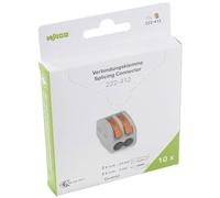 WAGO CLASSICO dei terminali di connessione 222-412/995-010 | 2 poli, fino a 4 mm2, 10 pezzi, CLASSICO connettore a leva per cavo per tutti i tipi di condutto