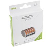 WAGO CLASSICO dei terminali di connessione 222-415/995-005 | 5 poli, fino a 4 mm2, 5 pezzi, CLASSICO connettore a leva per cavo per tutti i tipi di conduttor