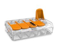 Wago collegamento morsetto 5 conduttori Compact con leva di comando, 0,14 - 4 mmq, arancione, 221 - 415, confezione da 25 pezzi