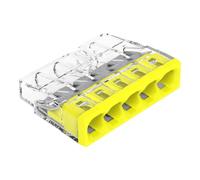 Wago Compact, Trasparente/giallo, 100 | Morsetti trasparenti e gialli per cavi rigidi da 0,5 a 2,5 mm2, temperatura max 60 gradi, connessione rapida sicura