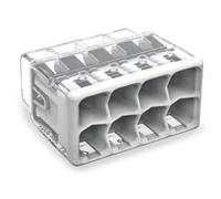 WAGO Connettore di giunzione compatto, per conduttori solidi e incagliati, max. 4 mm², 8 conduttori, copertura grigio chiaro, temperatura aria circostante, max 85°C (T85), 4,00 mm², trasparente,