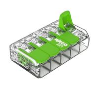 WAGO Green Range - Morsetto a 5 conduttori I fino a 6 mm², morsetto di collegamento a 5 conduttori con leve per tutti i tipi di conduttori, 6 pezzi