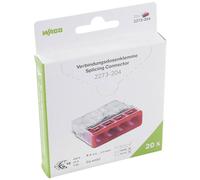 WAGO Morsetto fisso: 0,5 - 2,5 mm², numero di poli (num): 4 20 pezzi, trasparente, rosso