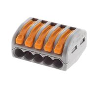 WAGO, S222 Morsetto a cricchetto automatico, 50 pezzi, 3 ingressi, grigio/arancione, per conduttori rigidi 0,8-4 mm², semirigidi/flessibili 0,8-2,5 mm², azionamento a leva