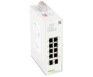 WAGO Switch industriale 852-1813 | con 8 porte ETHERNET 10/100/1000 Mbit/s autonegotiazione e diagnostica LED anteriori | 2 x slot SFP per fibra ottica | supporta Power over Ethernet