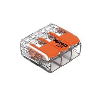 WAGO, Terminale a leva, serie 221, confezione da 5, 3 ingressi, compatibile con fili rigidi, semi-rigidi e morbidi 0,14-4 mm², tensione 450V, corrente 32A, spellatura 11mm, installazione rapida e