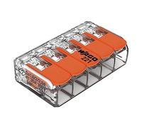 Wago Terminali di collegamento 221-615 | 5 poli, fino a 6 mm², connettori per cavi COMPACT con leva per tutti i tipi di conduttori in tutto il mondo, sicurezza delle applicazioni confermata, 6 pezzi