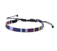 Wagoodter Bracciale elasticizzato intrecciato regolabile Bracciale cavigliera intrecciata unisex da spiaggia Corda sottile colorata (Blu&Giallo)