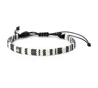 Wagoodter Bracciale elasticizzato intrecciato regolabile Bracciale cavigliera intrecciata unisex da spiaggia Corda sottile colorata (Bianco&Nero)