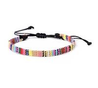 Wagoodter Bracciale elasticizzato intrecciato regolabile Bracciale cavigliera intrecciata unisex da spiaggia Corda sottile colorata (Grigio&Giallo)