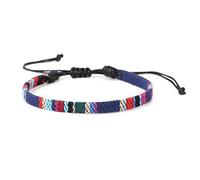 Wagoodter Bracciale elasticizzato intrecciato regolabile Bracciale cavigliera intrecciata unisex da spiaggia Corda sottile colorata (Blu&Rosso)