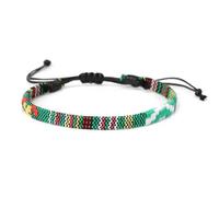 Wagoodter Bracciale elasticizzato intrecciato regolabile Bracciale cavigliera intrecciata unisex da spiaggia Corda sottile colorata (Verde)