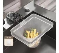Wagoodter Scolapasta da cucina con ventosa Scolapasta pieghevole Scolapasta per lavello con sacchetti filtranti Porta salviette per cucina e bagno (Nero Trasparente(1+50))