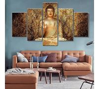 WAGYU 5 pannelli da parete stampe su tela Buddismo del Buddha d'oro,Quadro Multipannello su Tela 5 Pezzi,quadro moderno 5 pezzi in legno vogue,Tela Decorativa per Soggiorno Stanza da Letto 100x55cm