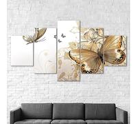 WAGYU 5 pezzi stampa su tela Arte farfalla d'oro 5 pezzi quadro su tela,stampe e quadri su tela 5 pezzi quadro moderno 5 pezzi su tela,Murale Quadri Moderni Soggiorno XXL Casa Decor 150x80cm