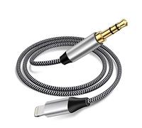 Wahbite Cavo Aux per iPhone, Da Lightning a audio da 3,5 mm in nylon intrecciato per iPhone 14 13 12 11 XS XR X 8 7 6 iPad Auto/Adattatore jack stereo/cuffia/altoparlante (argento#)