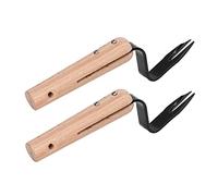 WAHEWUD 2 Pezzi Testa biforcuta Mano diserbo Manico in faggio Acciaio Legato Giardino estrattore Pala per Erbacce Prato Bonsai Strumenti di Taglio