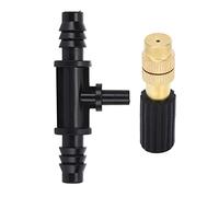 WAHEWUD Confezione da 10 ugelli per Acqua nebulizzata con connettore a T per 8 12 Tubi in Rame Testina di spruzzo per irrigazione da Giardino Accessorio per Il Raffreddamento