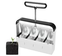 WAHEWUD Macchina per blocchi di terreno, Strumento per piantare semi con impugnatura ergonomica, Pressa per blocchi di terreno da giardino portatile per 4 zolle quadrate da 5 cm