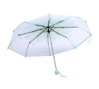 WAHEWUD Ombrello Compatto, Ombrello Trasparente per Bambini Durevole Robusto Affidabile Design Pieghevole Compatto e Portatile, Fiore di Ciliegio Shelterwood per Bambini Adulti (Verde chiaro)