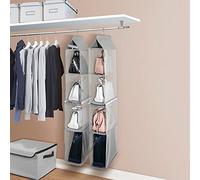 WAHEWUD Organizer per borsa da appendere a 4 livelli per armadio staccabile in due sezioni a 2 livelli Tessuto non tessuto traspirante con divisorio in rete con cerniera Ganci in acciaio