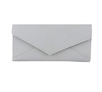WAHEWUD Portafoglio lungo a tre ante da donna modello Lychee con tasca e scomparti multipli per carte Pochette in pelle PU per studenti (Grigio)
