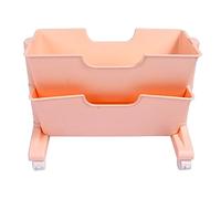 WAHEWUD Scaffale mobile da scrivania Libreria piccola rimovibile a doppio strato con rotelle Scaffale per carrello per ufficio domestico PP PS 40,4x29x20,5 cm (Pink)