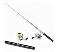 WAHEWUD Set Canna da pesca retrattile tascabile con canna da pesca a forma di mini penna portatile con ruota mulinello ideale per gli appassionati di pesca all'aperto (Nero)