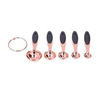 WAHEWUD Set di 5 cucchiai dosatori in silicone in acciaio inossidabile oro rosa 5 pezzi per cottura al forno Utensili da ambiente culinario Manico colorato Cucchiaino in metallo