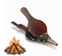 WAHEWUD Soffietto per Camino, Soffiatore in Legno Design Senza Colpo, Controattivo al Calore Pelle Sintetica Ferro Legno, Pannello MDF Pompa a Soffietto Manuale per Caminetti