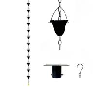 WAHHWF Catena Antipioggia Design A Coppe Multiple, Nera | Catena Grondaia 2,6m Effetto Movimento Cascata, Decorazione Giardino Esterno(Style A)
