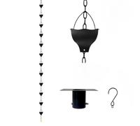 WAHHWF Catena Antipioggia Design A Coppe Multiple, Nera | Catena Grondaia 2,6m Effetto Movimento Cascata, Decorazione Giardino Esterno(Style C)