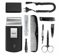 Wahl Kit rasoio da viaggio, ricaricabile, pellicola flessibile, include spazzolino da denti, lima per unghie, forbici, pinzette, pettine, senza graffi, perfetto per viaggi, piccola, custodia da