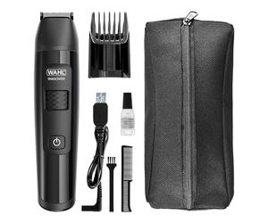 Wahl Manscaper - Rasoio al litio per inguine e corpo, completamente impermeabile, per uso bagnato/asciutto, tecnologia Smart Trim LED, lame a sfera Safe-Touch, ricaricabile, nero