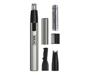 Wahl Micro Finisher, rasoio per peli del naso, per uomini e donne, 3 in 1, trimmer per naso e sopracciglia, alimentato a batteria al litio, testine lavabili, regali per lui
