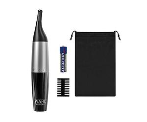Wahl Precisione, trimmer per orecchie, naso e sopracciglia, doppia lama di precisione, testina di taglio verticale, trimmer completamente lavabile, 5 lunghezze di taglio, funzionamento a batteria