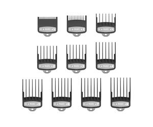 Wahl Premium Cutting Guides con borsa in polietilene - Set di pettini per tagliacapelli premium - Da 1,5 mm a 25 mm - Adatto a tutti i tagliacapelli con cavo Wahl - 10 pz.