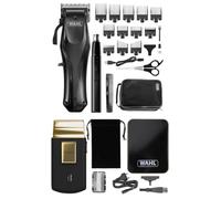 Wahl Rapid Clip Tagliacapelli con Trimmer per Orecchie e Naso + Travel Shaver Gold Edition - Tagliacapelli Cordless Ricaricabile USB con Batteria agli Ioni di Litio e Rasoio da Viaggio per Capelli