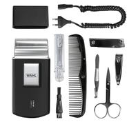 Wahl Travel Shaver Kit, ricaricabile, lamina flessibile, include spazzolino da denti, lima per unghie, forbici per unghie, pinzette, pettine, perfetto per i viaggi, piccolo, custodia da viaggio