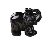 WAHOM Bellissimo 1PC Cristal Naturale Quarzo Rosa Elefante Ametista Ossidiana Animali Artigianato in Pietra Piccola Decorazione Decorazioni for la casa Regalo di Natale(Obsidian)