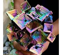 WAHOM Bellissimo Cristalli di bismuto Bismuth Bi Metal Crystal Arcobaleno Brillante Metallo Mineral Block Hole Ornamenti for smagnetizzare L'Ufficio(80-100g)