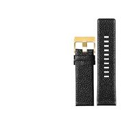 WAHRE Cinturino in Vera Pelle Adatto for Diesel DZ7256 DZ4344 DZ1657 DZ12 Cinturino Litchi Grain 22 24 26 27 28 30 32mm Cinturino Cinturino(Black Gold Clasp,26mm)