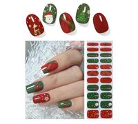 Wahrshei Unghie Gel Adesive No UV | Smalto Adesivo Gel -Non Sono Necessari UV | 22 PCS Pellicola per Unghie Autoadesiva | Impacchi di Smalto Gel per Unghie (Christmas)