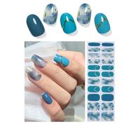 Wahrshei Unghie Gel Adesive No UV | Smalto Adesivo Gel -Non Sono Necessari UV | 22 PCS Pellicola per Unghie Autoadesiva | Impacchi di Smalto Gel per Unghie (B Marble)