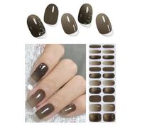Wahrshei Unghie Gel Adesive No UV | Smalto Adesivo Gel -Non Sono Necessari UV | 22 PCS Pellicola per Unghie Autoadesiva | Impacchi di Smalto Gel per Unghie (Brown Marble)