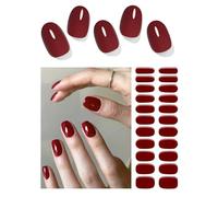 Wahrshei Unghie Gel Adesive No UV | Smalto Adesivo Gel -Non Sono Necessari UV | 22 PCS Pellicola per Unghie Autoadesiva | Impacchi di Smalto Gel per Unghie (Cherry Red)