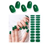 Wahrshei Unghie Gel Adesive No UV | Smalto Adesivo Gel -Non Sono Necessari UV | 22 PCS Pellicola per Unghie Autoadesiva | Impacchi di Smalto Gel per Unghie (Green)