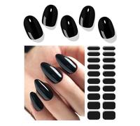 Wahrshei Unghie Gel Adesive UV | Classic Black Smalto Adesivo Gel UV | 20 PCS Pellicola per Unghie Autoadesiva | Adesivi per unghie in gel, Impacchi di Smalto Gel per Unghie